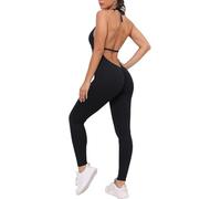 KOEMCY Jumpsuit Donna Halter Tutina Sportiva Completo Lungo Tuta Estiva Aderente Body Intera Pantaloni Elegante Tutine Sportive Fitness Yoga Palestra