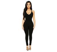 KOEMCY Jumpsuit Donna Tutina Intera con Scollo a V Tuta Estiva Aderente Completo Lungo Sportivo Pantaloni Elegante Body Intero senza Maniche Tutine per Casual