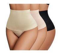 KOEMCY Mutande Donna 3 Pezzi Vita Alta Intimo Contenitivo Modellante Slip Anti Sfregamento Pantaloncini Pancia Piatta Contenitiva Dimagrante Invisibile Shapewear Senza Cuciture (S)