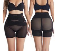 KOEMCY Mutande Donna Anti Sfregamento Pantaloncini Vita Alta Senza Cuciture Slip Shorts Elasticizzati Pancia Piatta Contenitive per Indossare sotto Abiti (Nero/L)