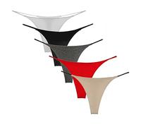 KOEMCY Pacco da 5 G String Perizoma per Donne Sexy T Back Vita Bassa Perizoma Mutandine Senza Cuciture Cotone Mutande Bikini (S)