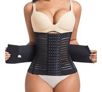 KOEMCY Pancera Contenitiva Donna Corsetto Stringivita Modellante Dimagrante Elastico Largo Band con Regolabile Waist Trainer Postpartum Cintura Snellente Pancia (Nero/S)