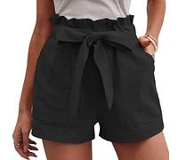 KOEMCY Pantaloncini Donna Eleganti Vita Alta Casual Pantaloncini Sportivi Pantaloncini Fitness con Tasche Pantaloncini da Yoga Corsa Palestra Jogger Sport Estivi (Nero,M)