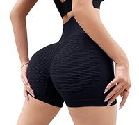 KOEMCY Pantaloncini Sportivi Donna Leggins Corti Shorts Vita Alta Pantaloncino Texture Alveolare Fitness Palestra Ciclista Elasticizzati Traspiranti Modellanti Comfort Allenamento