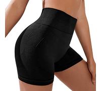 KOEMCY Pantaloncini Sportivi Donna, Pantaloncini a Vita Alta Push Up Butt Scrunch Fitness Elastici Collant Leggins Palestra Yoga Leggings Corti per Palestra Jogging Allenamento Yoga (Nero, M)