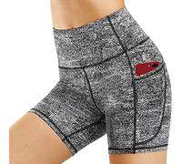 KOEMCY Pantaloncini Sportivi Donna Shorts Ciclista con Tasca Leggins Corti Vita Alta Pantaloncino Fitness Elasticizzati Calzoncini Allenamento Palestra Running Yoga