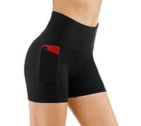 KOEMCY Pantaloncini Sportivi Donna Shorts Ciclista con Tasca Leggins Corti Vita Alta Pantaloncino Fitness Elasticizzati Calzoncini Allenamento Palestra Running Yoga