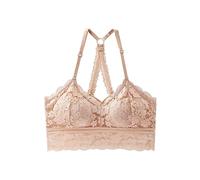 KOEMCY Reggiseno in Pizzo da Donna Halter Brassiere Senza Ferretto Push up Bralette Profondo Scollo a V Reggiseno Senza Cuciture Bustino Top (Beige,L)