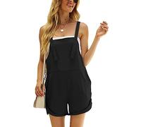 KOEMCY Salopette da Donna Ampia Estiva Tuta Corta Senza Maniche Overall Jumpsuit con Tasche Pantaloncini Copricostumi Estivi Mare (Nero, M)