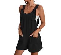 KOEMCY Salopette da Donna Tuta Casuale Corta Pantaloncini Tutine Senza Maniche Jumpsuit con Tasche Pantaloncini Romper Estiva (Nero, L)