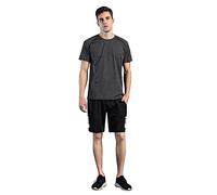 KOEMCY T-Shirt Uomo Maglia a Manica Sport 2 Pezzi Manica Corta Camicia Calzoncini Asciugatura Rapida Maglietta per Allenamento Palestra Atletica (Grigio Scuro,L)