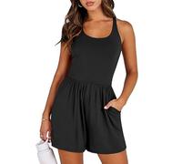 KOEMCY Tuta Donna Corta Estiva Jumpsuit Elegante Estate Spaghetti Straps Senza Maniche Tutina Casual Baggy Bodysuit con Tasche (XL)