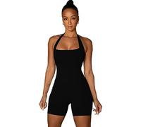 KOEMCY Tuta Donna Estiva Corta Halter Jumpsuit Completo Sportivo Tutina Aderente Elegante Pantaloncini Tute Corte Intera Body Estiva Sportiva