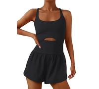 KOEMCY Tuta Donna Estiva Corta Jumpsuit con Apertura Frontale Tutina Sportiva Tutine Aderenti Completo Corte Sportivo Tute Corte Pantaloncini Estiva