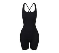 KOEMCY Tutina Donna Sexy Senza Schienale Tuta Sportiva Bodysuit Tuta Intera Senza Maniche Jumpsuit Yoga Casual(Nero,S)