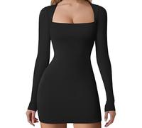 KOEMCY Vestiti Donna Eleganti Abito Lung Bohémien Etnico Casual Elegante Estivi Moda Avvolgere Vestitino con Scollo Quadrato per Festa Cocktail (Nero/S)