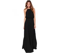 KOEMCY Vestito Donna Eleganti Abito da Sera Lungo Vestito con Senza Maniche Bodycon Cocktail Aderente Party (Nero,S)