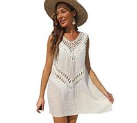 KOEMCY Vestito Spiaggia Donna Abiti da Spiaggia Copricostume Mare Beachwear Abito Estivo Senza Maniche con Frange Boho Vacanza Elegante Vestito Mare Bikini Cover up Costume da Bagno