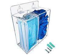 KOEMEHR - Contenitore per dispenser in acrilico con coperchio per scarpe usa e getta e retina, fori per montaggio a parete o supporto da tavolo (trasparente)