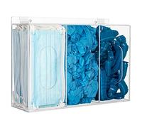 KOEMEHR Dispenser per capelli e copriscarpe, dispenser a 3 scomparti, con coperchio, in acrilico, per maschere, guanti usa e getta, trasparente