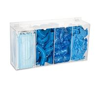 KOEMEHR Distributore di copertura per capelli e scarpe Maschera usa e getta Immagazzinaggio in acrilico 4 contenitori Porta portaoggetti in Supporto Supporto parete Strumento di igiene organizzativo