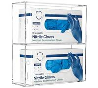 KOEMEHR Porta dispenser portaoggetti a parete, doppio guanto acrilico scatola di immagazzinaggio per medici, lattice, gomma, nitrile, esame, guanti usa e getta Box Rack, trasparente