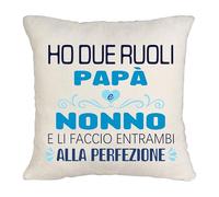 Koemore HO DUE RUOLI PAPA E NONNO E LI FACCIO ENTRAMBI ALLA PERFEZIONE Cuscino Copricuscino Papà Regalo 45 x 45cm Compleanno Souvenir Natale Sorpresa Decorazione Casa Regalo per PAPA