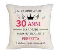 Koemore MI CI SONO VOLUTI 30 ANNI 30 Anni Regalo di Compleanno Cuscino Decorazione 30° Compleanno Regali Per Donne Mamma Amica Sorella Fabulous,Buon compleanno! 45x45cm