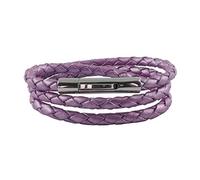 König Design - Collana in pelle intrecciata da uomo, 3 mm, 17 cm - 100 cm e Acciaio inossidabile, colore: Viola Metallico, cod. 4251842534123