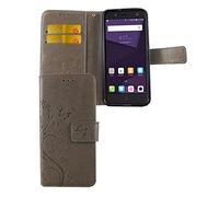 König Design Custodia per ZTE Blade V8 Lite, in similpelle con scomparti per carte di credito, con funzione di supporto, colore: grigio