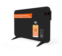 Könighaus Riscaldamento a infrarossi dual intelligente 450 W con controllo Wi-Fi tramite app e telecomando, con piedini porta-asciugamani e kit di montaggio Colore: Nero