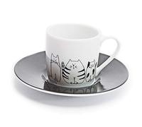 Könitz 1150532075 Funny Cats Set Tazza da Caffè e Piattino, 0.085 l