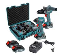 Könner&Söhnen Set KS IDISD 20V Trapano a percussione + avvitatore | Set professionale cordless con motori brushless, per forare e avvitare, 2x2Ah batterie 20V, caricatore