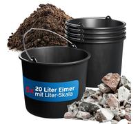 kör4u Set di 5 secchi da costruzione da 20 l, con staffa in metallo, secchio per malta per edilizia