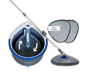 kör4u Set di mocio con secchio e sistema a 2 camere per separare sporco e acqua fresca, con funzione strizzatore, incl. 2 cuscinetti in microfibra, per tutti i pavimenti