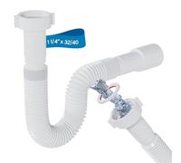 kör4u Tubo di scarico flessibile 1 1/4" ×32/40 A750 regolabile 390-830 mm dado in plastica tubo fognario in polipropilene