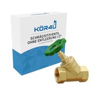 kör4u Valvola a seduta inclinata 1/2 pollici, ottone, mandrino in aumento, filettatura interna su entrambi i lati, adatta per acqua potabile (1/2" senza svuotamento)