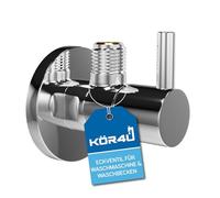 kör4u Valvola angolare di design, 1/2 x 3/8 pollici, rotonda, cromata, con chiusura rapida, per bagno e cucina, con rosetta