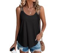 Koerye Canotta da Donna Spaghetti Strap Senza Maniche Camicette T Shirts Camicia Sexy Top in Blusa Elegante Maglietta Tank Tops(Nero,M)