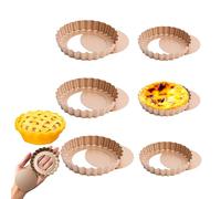 Kofebe 6PZ Stampo per Crostata Fondo Amovibile, Teglia Antiaderente in Acciaio al Carbonio (3/4 Pollici) per Tartellette, Stampo Scanalato Professionale, Tortiera Crostata Dorate