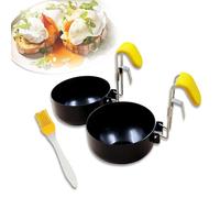 Kofebe Confezione da 2 pezzi Cuociuova in Acciaio Inox e Spazzole in Silicone Stampo Antiaderente per Colazione Uova Fritte Cucina Cottura al Forno