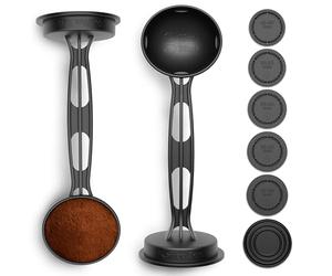 Koffee Zen - Kit pressino universale per espresso - 5 misure incluse (portafiltro 49-58 mm), paletta da caffè e vassoio antigoccia, funziona con DeLonghi, Breville, Gaggia, Mr. Coffee, lavabile in