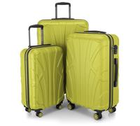 Koffer in 3 Größen, Set of Rollkoffer Hartschalen-Koffer Reisekoffer Trolley (55 cm, 66 cm, 76 cm) Zwillingsrollen, Farben, Fern, Suitcase Sets