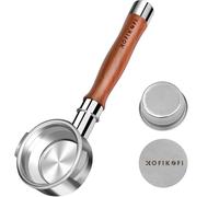 KOFIKOFI Portafiltro Espresso Naked Bottomless da 58 mm, manico in noce a 2 orecchie, con schermo a disco e cestello filtro in acciaio inox, per E61, Flair 58, ECM, Rocket, Sanremo, Synesso, Slayer