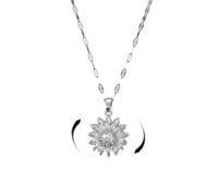 KOFISNI Collana con girasole rotante per le donne in oro strass girasole collane con ciondolo girevole argento preoccupazione alleviare l'umore collane gioielli alla moda regali per le donne, Large