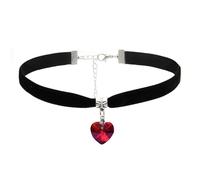 KOFISNI Collana girocollo in velluto a forma di cuore gotico da donna, collana girocollo con piccolo cuore in cristallo, collana girocollo da strega, sposa, vampiro, gioiello regalo per donne, one