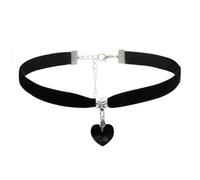 KOFISNI Collana girocollo in velluto a forma di cuore gotico da donna, collana girocollo con piccolo cuore in cristallo, collana girocollo da strega, sposa, vampiro, gioiello regalo per donne, one