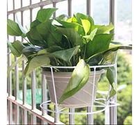 Kofun porta-vaso in ferro, da appendere alla ringhiera del balcone, vaso da fiori rotondo, per ringhiera e recinzione esterna, Ferro, White, 13x14cm/5.12x5.51"