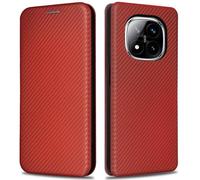 KOGENG Custodia per Xiaomi Redmi Note 14 Pro 5G, con scomparto per carte di credito, blocco RFID, fibra di carbonio, struttura magnetica, custodia protettiva per Xiaomi Redmi Note 14 Pro Case (rosso)