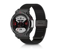 KoGiio Cinturino Compatibile con Amazfit T-Rex 2, Chiusura Rete Metallo Cintura Regolabile Watch Band Uomini Donne Acciaio Inossidabile Ricambio Cinturino per Amazfit T-Rex 2 - Nero